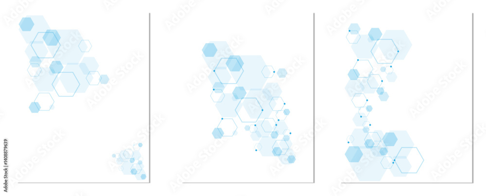 Fototapete Vector hexagons pattern. Geometric abstract background with simple hexagonal elements. Medical, technology or science design