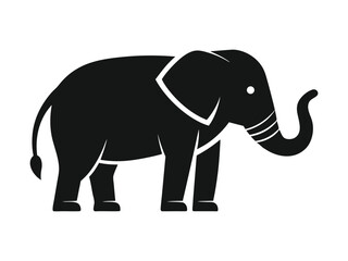 Fototapeta premium Flat and Minimalist elephant icon of silhouette black vector illustration on white background 