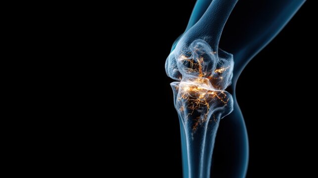 A knee with a broken bone and a burn mark