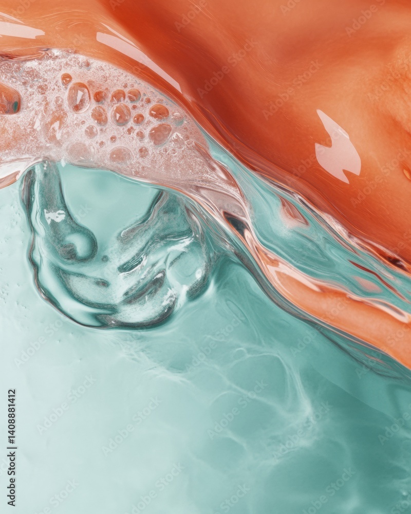 Aufkleber fluid dynamics immersive liquid texture exploration - sensory design innovation in transparent coral