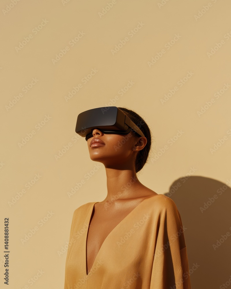 Poster Minimalist XR Innovation Gen Z Professional Exploring Immersive Digital Horizons with Sleek Virtual Reality Headset - Future of Work and Experiential Learning