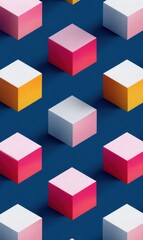 Geometric Metaverse Wallpaper Isometric Dimensional Cubes for Digital Branding - Trendsetting AR-Ready Abstract Design for Tech Innovators