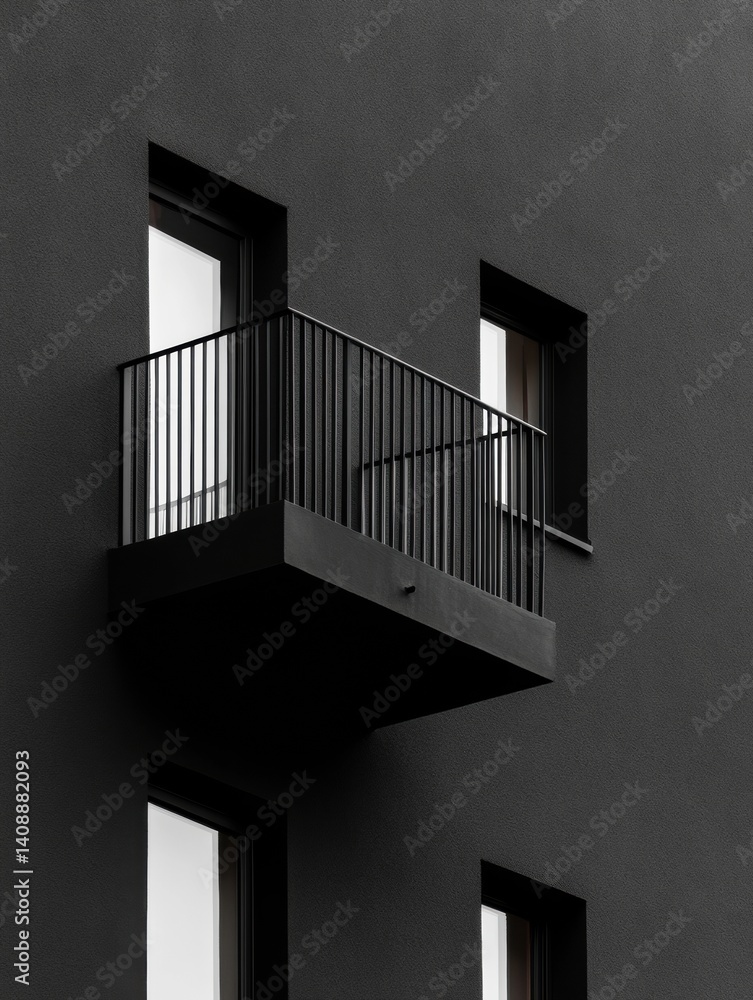 Poster Minimalist Urban Architecture Monochromatic Brutalist Design Highlighting Contemporary Residential Geometry and Architectural Precision in Modern Living Spaces