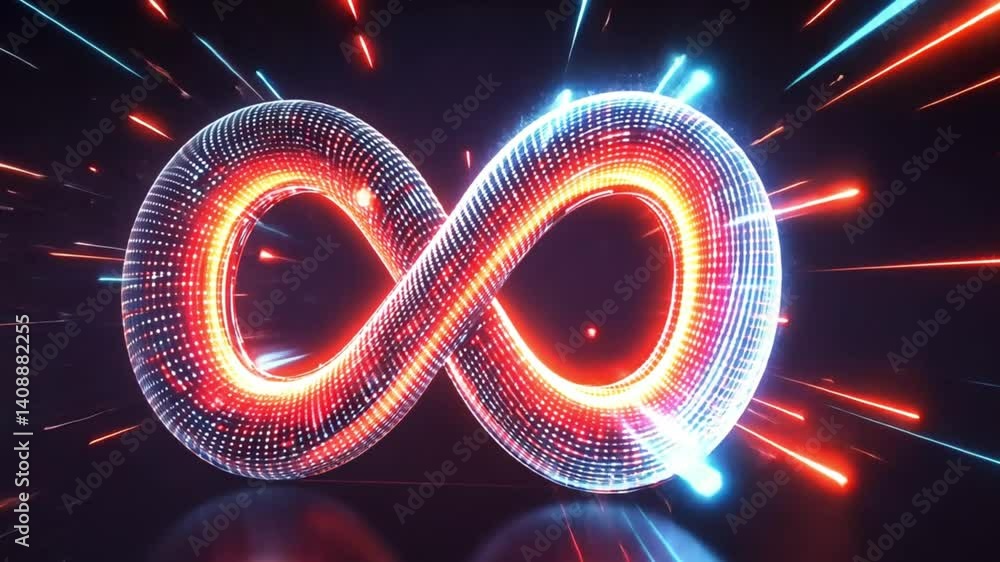 Poster vibrant 3d infinite loop design with light trails