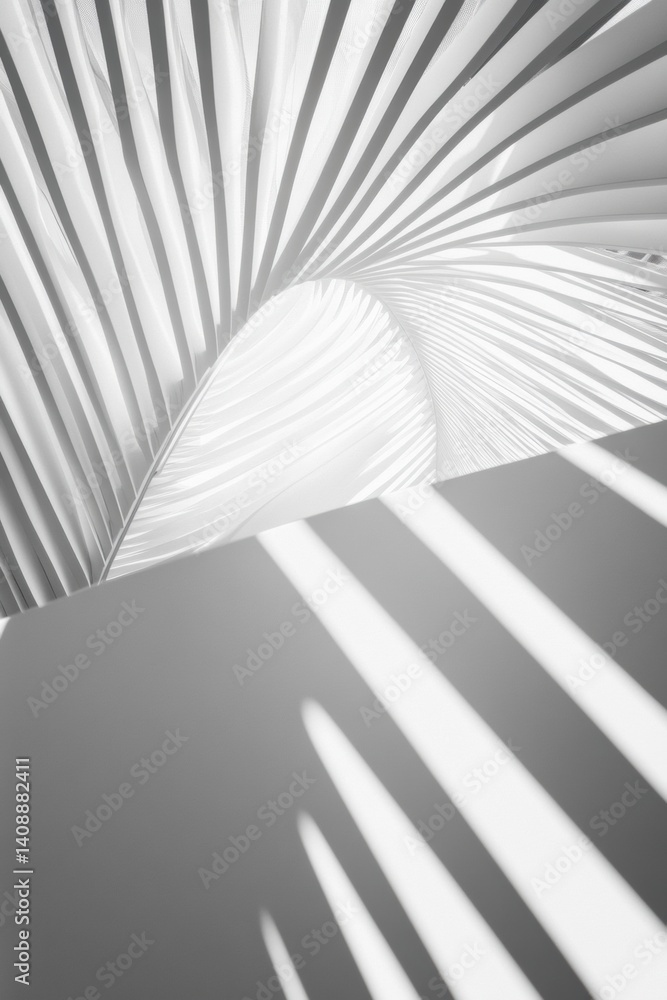 Poster Minimalist Architectural Light Sculpture Dynamic Linear Shadow Play Revealing Spatial Geometry in Contemporary Design - Monochromatic Parametric Aesthetic Experience