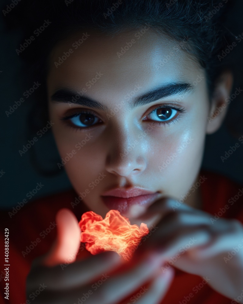 Poster cybernetic emotion next-gen portrait of digital intimacy - ethereal gen z aesthetic with luminescent