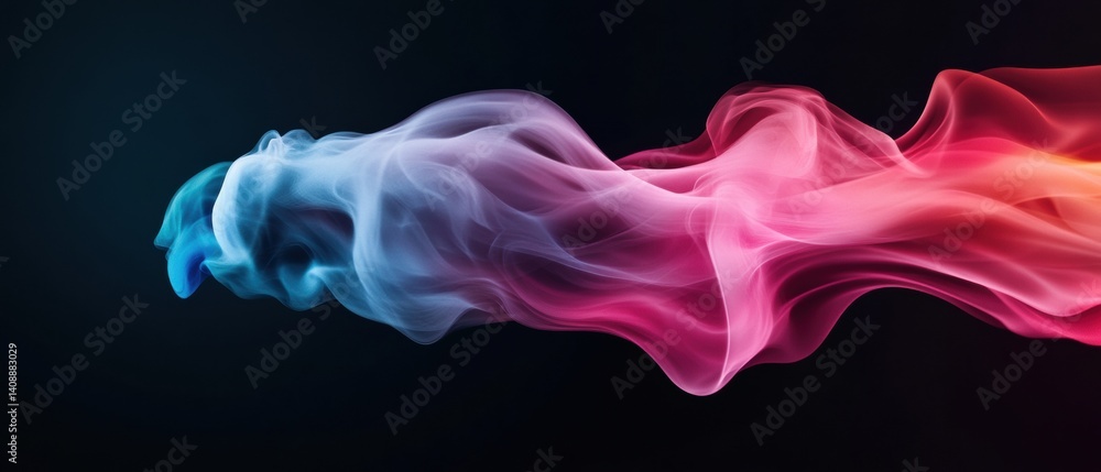 Aufkleber Quantum Flux Visualization Ethereal Gradient Smoke Wave Digital Art for Mindful Tech Branding, Abstract Energy Transformation Concept