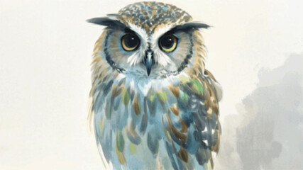 Moonlit guardian owl isolated watercolor vector illustration svg