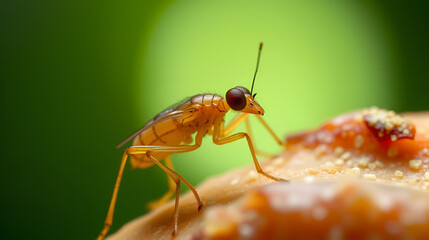 Minuscule Flea captured in extreme detail its powerful hind legs coiled like springs segmented body ready to leap sharp mouthparts designed for piercing skin