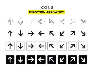 Arrows icon set vector collection. Direction arrow set icon