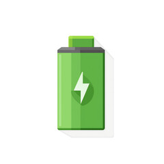 Green Energy Battery Icon: High-Capacity Recharge & Power Symbol for Eco-Friendly Technology