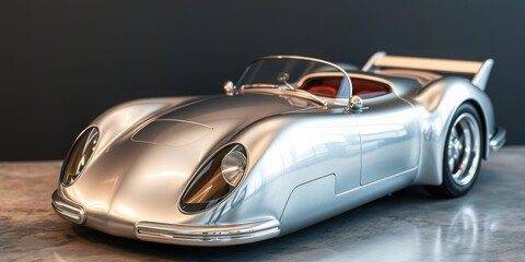 Sleek Silver Classic Sports Car Luxury Vintage Automobile Design