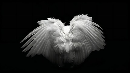 Fototapeta premium Angel wings with intricate feather details, radiating a serene and ethereal presence.