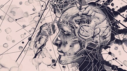 Abstract Portrait with Interconnected Lines