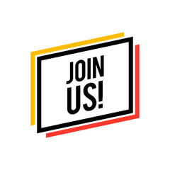 Modern Join Us Label on White Background