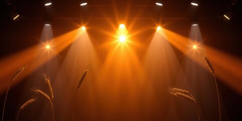 Golden Wheat Stalks Illuminated by Stage Lights