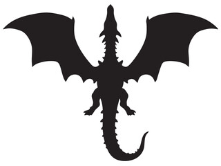 Dragon black silhouette, vector illustration, Dragon Crest Wings great set collection, dragon tattoo designs