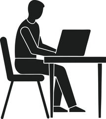 Black Silhouette of Remote Worker at Desk