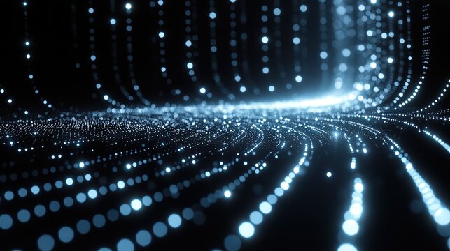 A futuristic scatter plot with glowing points, representing advanced business analytics