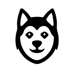 husky dog face illustration icon, black silhouette outline vector