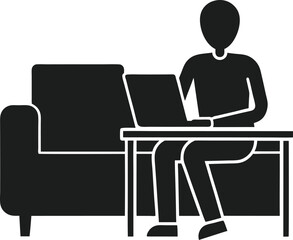 Elegant Black Silhouette of Remote Office Setup