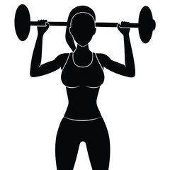 Obraz premium fitness girl lifting weights silhouette vector isolated on a white background