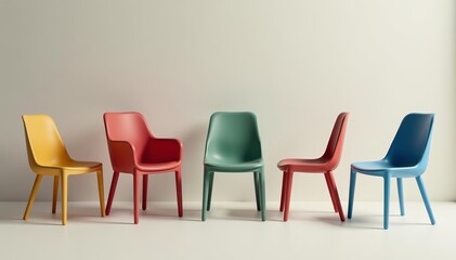 Collection of modern chairs in various styles and colors, decor, furniture, modern