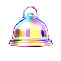 Holographic Notification Bell on transparent background