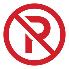 Red circle icon with a white no symbol and text warning of prohibited entry and no parking, a road safety ban