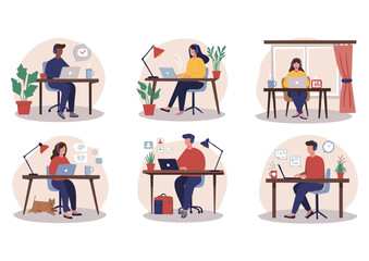 Fototapeta premium set of business people in office
