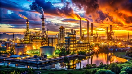 Fototapeta premium Industrial Plant at Sunset