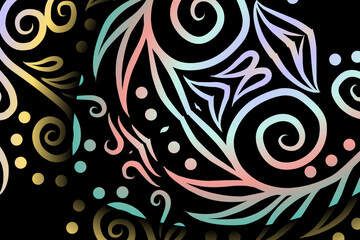 luxury traditional Indonesian Dayak batik design with aesthetic gradient background
