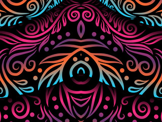 luxury traditional Indonesian Dayak batik design with aesthetic gradient background
