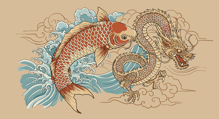 Koi and Dragon Harmony