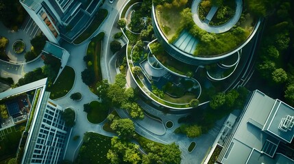 Aerial View of Modern Sustainable Campus