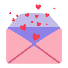 Pink love envelope with a red heart seal. Perfect for Valentine's Day designs, romantic messages, greeting cards, cute icons, and flat vector illustrations.