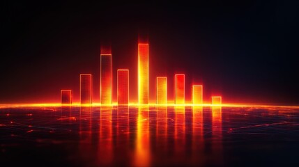 A conceptual bar chart integrated into a glowing global network, representing market trends