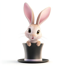 Cute Bunny Popping Out of a Magician’s Hat