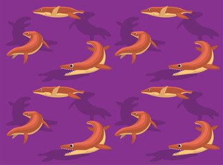 Sea Dinosaur Peloneustes Cute Cartoon Character Seamless Wallpaper Background