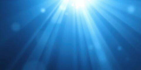 Fototapeta premium Bright Underwater Sunlight Rays Ocean Light Beams Blue Background