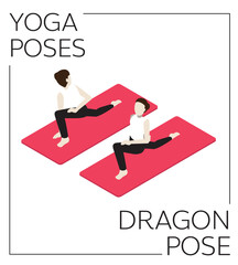 Yoga Dragon Pose Isometric Vector Set