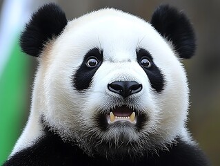 Fototapeta premium A Close Up Portrait Of A Curious Giant Panda Face