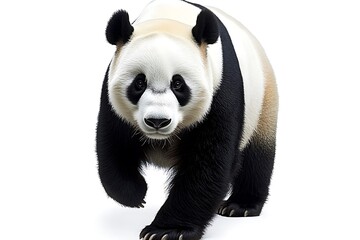 Obraz premium A large panda bear walking forward against a white backdrop
