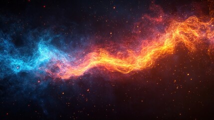 Obraz premium Cosmic Fire and Ice: A Celestial Dance of Opposites