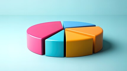 Obraz premium A business pie chart with vibrant segmented colors floating in a minimalistic background
