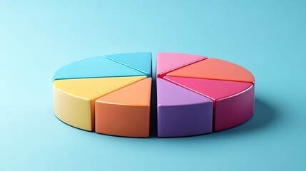 Fototapeta premium A business pie chart with vibrant segmented colors floating in a minimalistic background