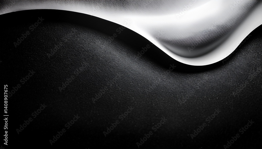 Poster grey black white glowing abstract gradient shape on black grainy background minimal header cover pos