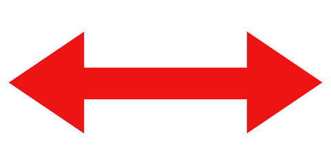 red bidirectional arrow, red arrow isolated on white background transparent.