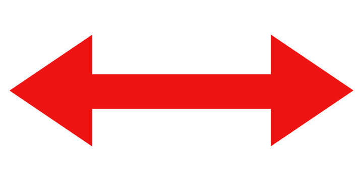 red bidirectional arrow, red arrow isolated on white background transparent.