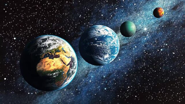 Rendered visualization of planets in the multiverse energetica displaying cosmic beauty, 3d rendered of planets in the multiverse energetically connected